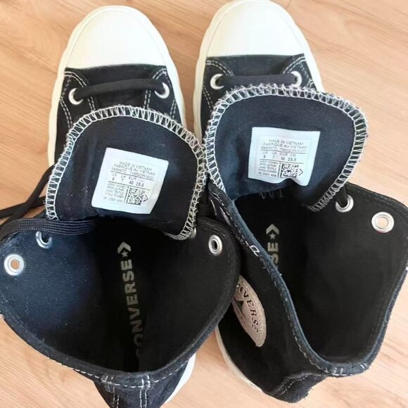 Converse All Star Runway Braided Shoes Womens 9.0 US Black Suede Platform Sneake - Picture 6 of 8